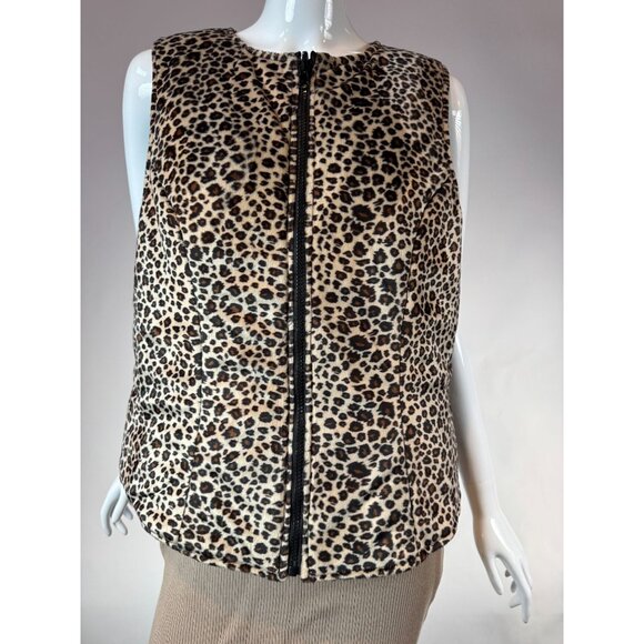 Leopard Print Polyester Reversible Vest With Front Zipper By I.N. Studio M - Picture 6 of 16